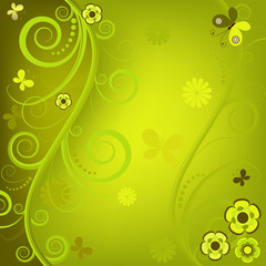Decorative floral green background