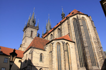 Fototapeta na wymiar Tyn Cathedral on the Oldtown Square in Prague