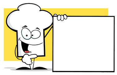 Chefs Hat Character Presenting A Blank Sign