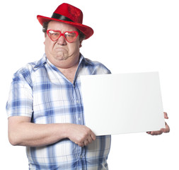 homme travesti panneau blanc publicitaire