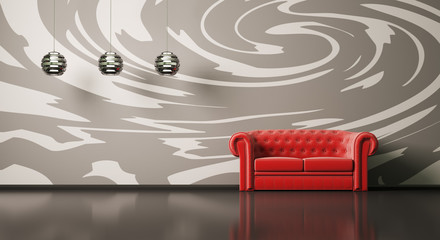 Rot sofa im zimmer 3d