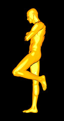 gelber mann lehnt an ...