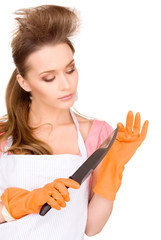 housewife with big knife
