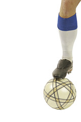 Fußball - Bein mit Fußballschuh