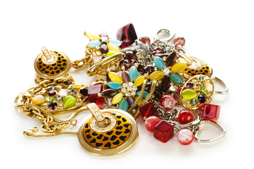 Various jewellery isolated on the white
