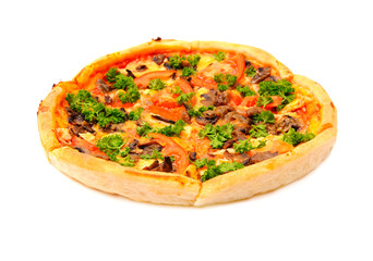 pizza on white