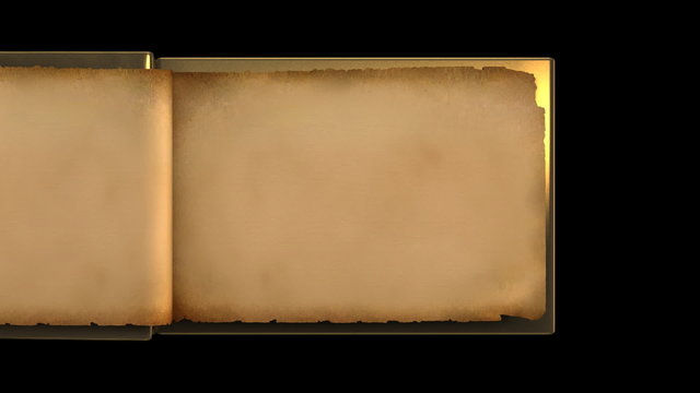 Gold cover ancient  book with blank pages with alpha