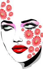 Foto auf Acrylglas Blumen Frau Mädchen mit Blumen Tattoos-Vektor