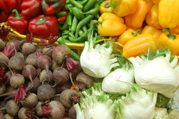 close up of vegetables on market stand