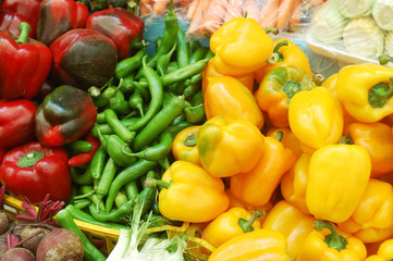 close up of vegetables on market stand