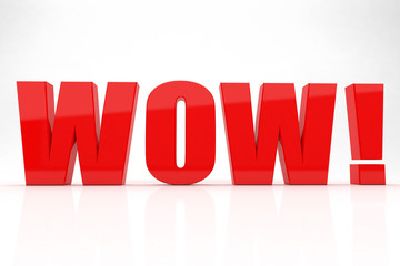 WOW written in big red letters on white background