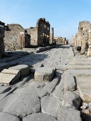 Paved street at Pompeii in Italy
