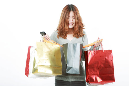 asian young girl with  shopping Bags