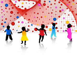 Fototapeta premium Kids silhouettes and abstract