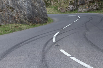Skid marks left by bored teenage drivers