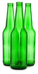 three green bottle isolated