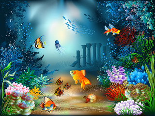 Naklejka premium Underwater World