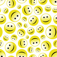 Seamless pattern with smile face. Vector illustration.