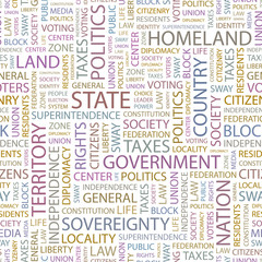 Fototapeta premium STATE. Seamless vector pattern with word cloud.