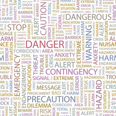 Fototapeta premium DANGER. Seamless vector pattern with word cloud.