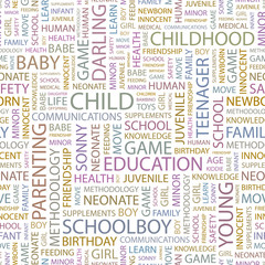 Fototapeta premium CHILD. Seamless vector pattern with word cloud.