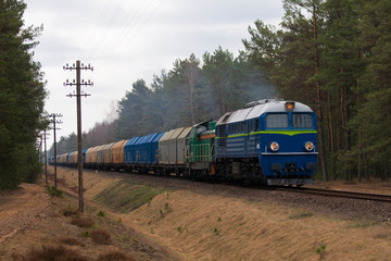 Obraz premium Freight diesel train