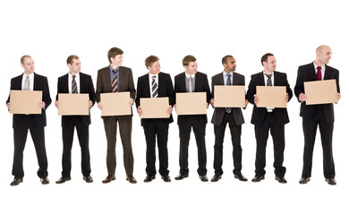 Obraz premium Men holding signs