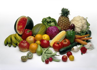 Bodegón de verduras y frutas