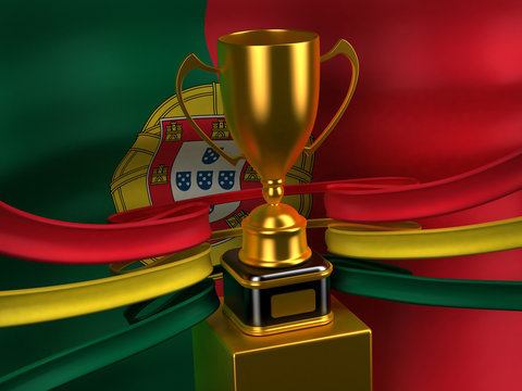 Portuguese Republic flag with gold cup