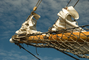 Bowsprit with felled sails