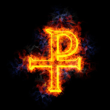 Fiery Chi-Rho symbol.