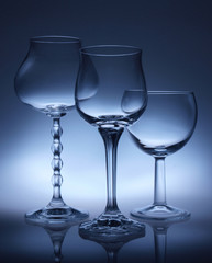 wine glasses on the dark background
