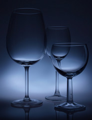 wine glasses on the dark background