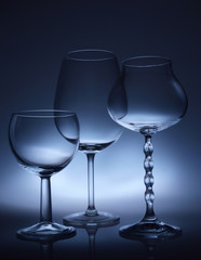 wine glasses on the dark background