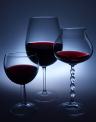 wine glasses on the dark background