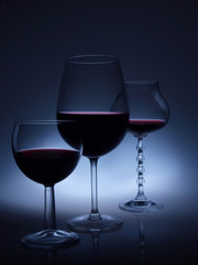 wine glasses on the dark background