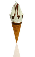 ice cream in waffle cone isolated on white background