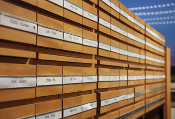 Karteikästen in Bibliothek