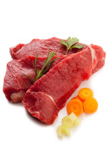 beef steak with ingredients ready to cook