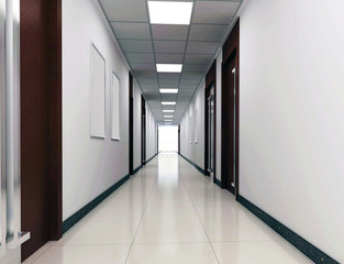 futuristic corridor modern office. 3D render