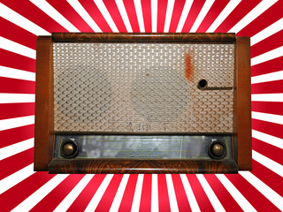 Old radio at classical vintage background
