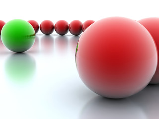 Green and red balls