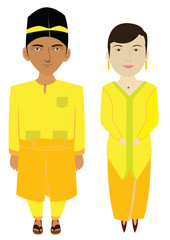 Naklejka premium Malaysia Traditional Costume in Vector