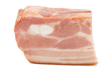Piece of raw fat Bacon on white background