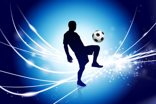 Soccer Player on Abstract Modern Light Background