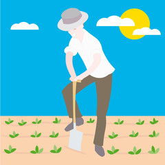 vector of a Farmer sowing seeds illustration cartoon