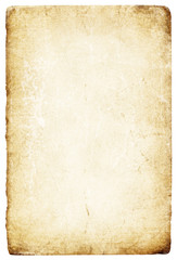 Old grunge paper with torn edges. Isolated on white.