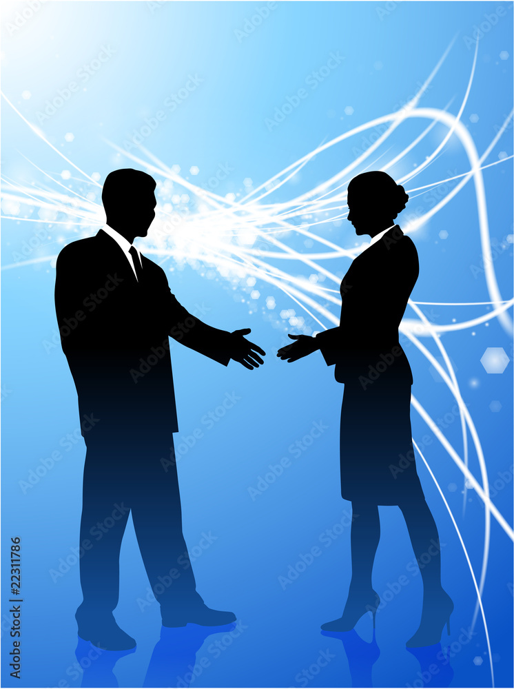 Wall mural Business Couple on Abstract Modern Light Background