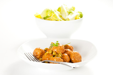 meatballs with green peas