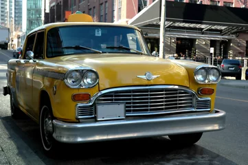 Crédence de cuisine en verre imprimé Vielles voitures Taxi à l& 39 ancienne